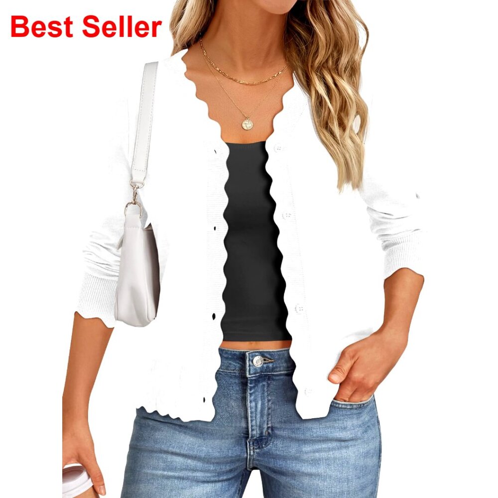 Lightweight V-Neck Cardigan Sweater Long Sleeve Button Down Casual